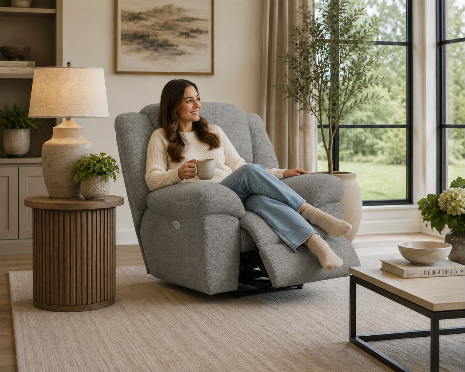 Trifecta 165 Triple Reclining Sofa with Drop Down Table (+2 colors) 90"