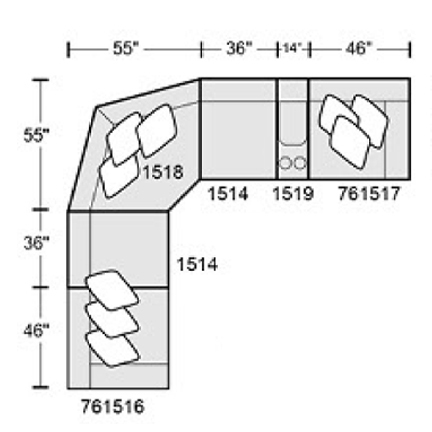 Layout G: Six Piece Sectional 137" x 151"