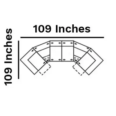 Layout D:  Five Piece Sectional 109" wide (2 recliners)