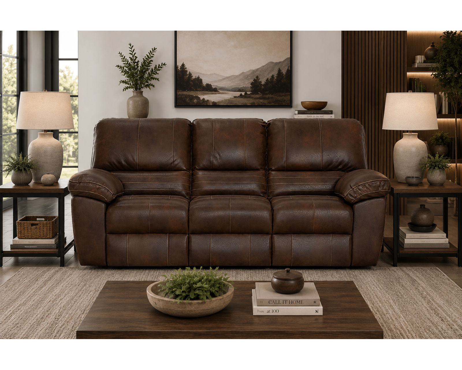 Stetson 91" Lay Flat Reclining Sofa (2 colors) leather like fabric - From Movie Night to Every Night—Comfort Lives Here.