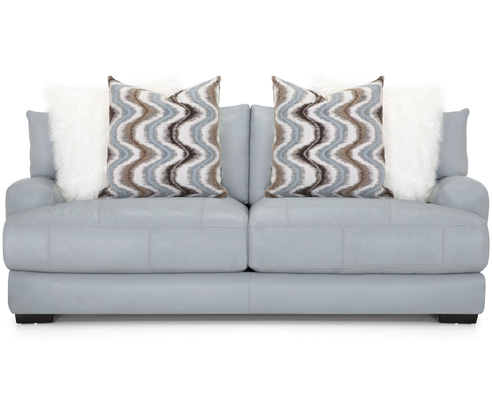 Valentia 909 Stationary Leather Sofa (87") Includes Pillows