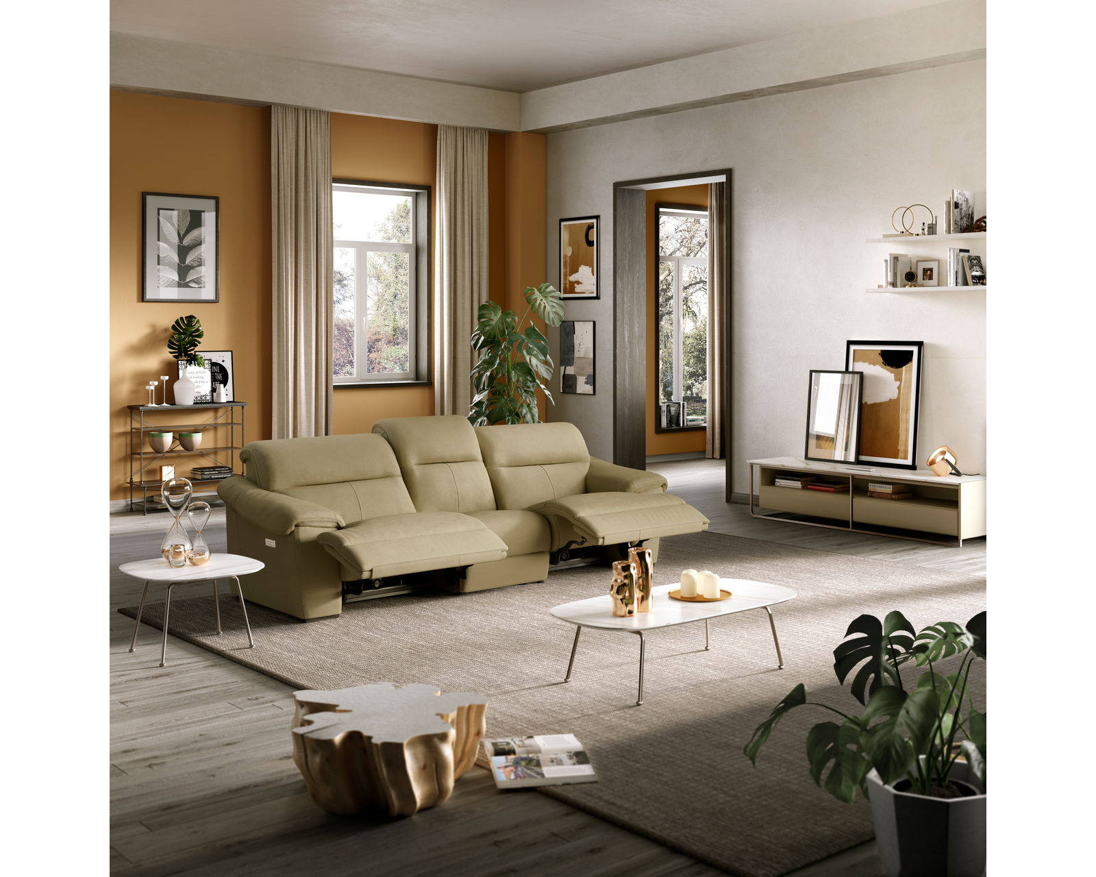 Potenza 96" Triple Power Reclining Sofa (+50 leathers) - Potenza 96" Triple Power Reclining Sofa