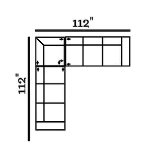 Layout O: Three Piece Sectional 112" x 112"