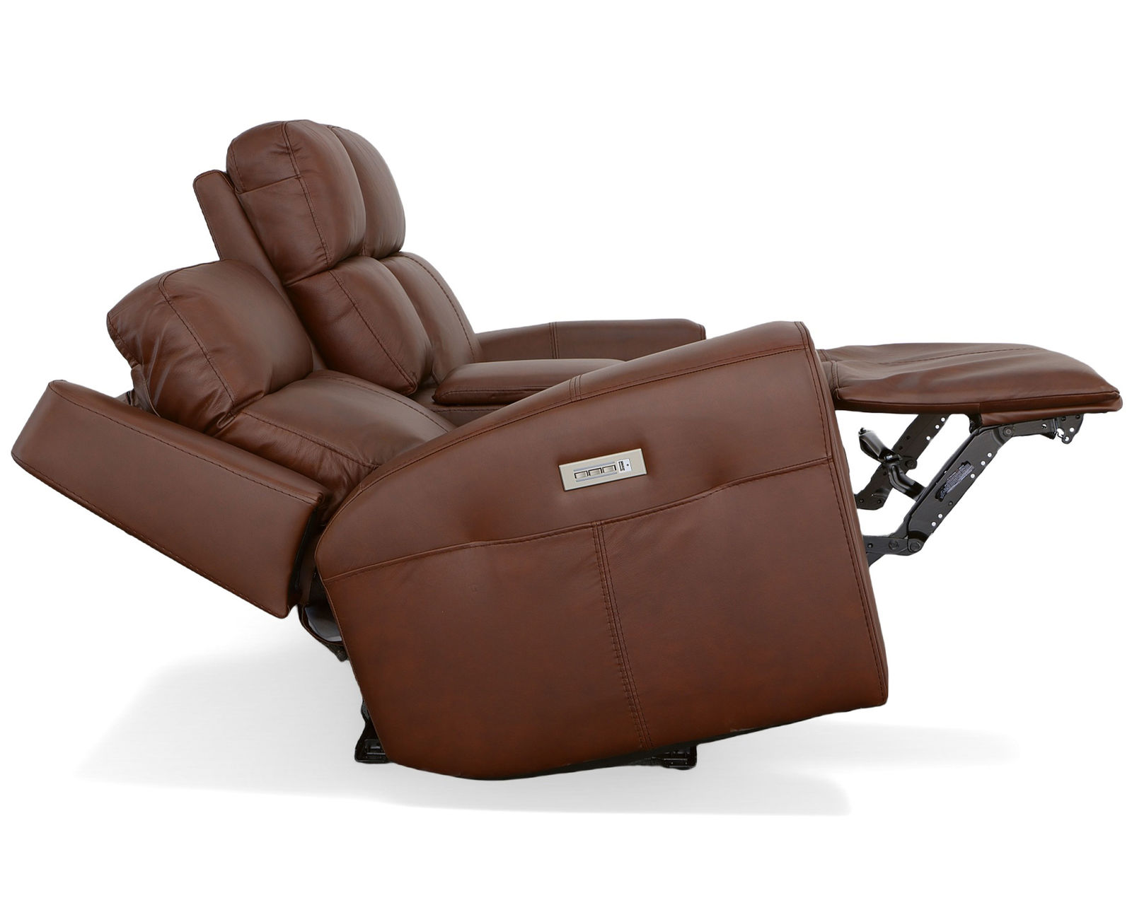 Barnett Power Reclining Sofa with Power Headrests and Lumbar (Chocolate leather) 87" - in stock - Barnett Power Reclining Loveseat with Console and Power Headrests and Lumbar