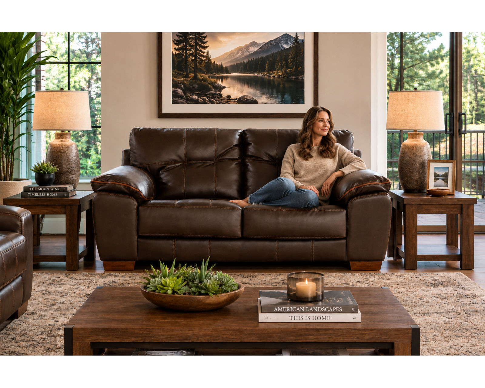 Hudson 97" Faux Leather Sofa (Includes Pillows) - 2 Colors