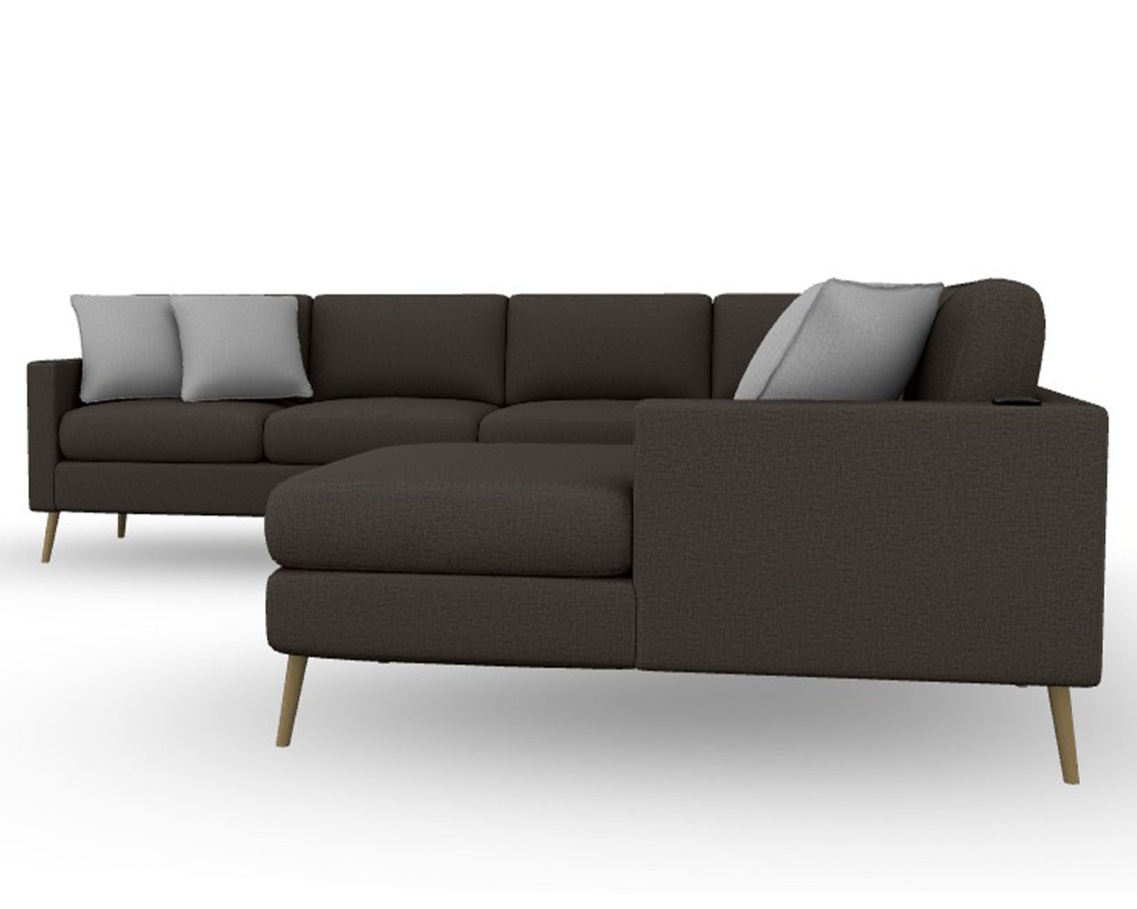 Trafton M10 Stationary Sectional (+139 fabrics)USB charging - Layout G: Four Piece Sectional 92" x 124" (Two USB chargers)