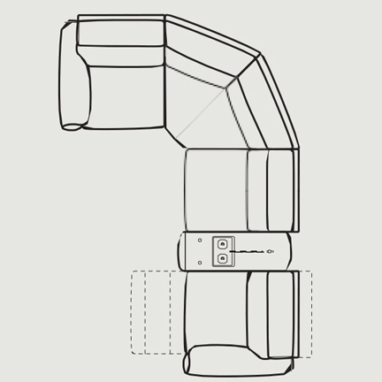 Layout D: Five Piece Reclining Sectional 90" x 130" (1 recliners)