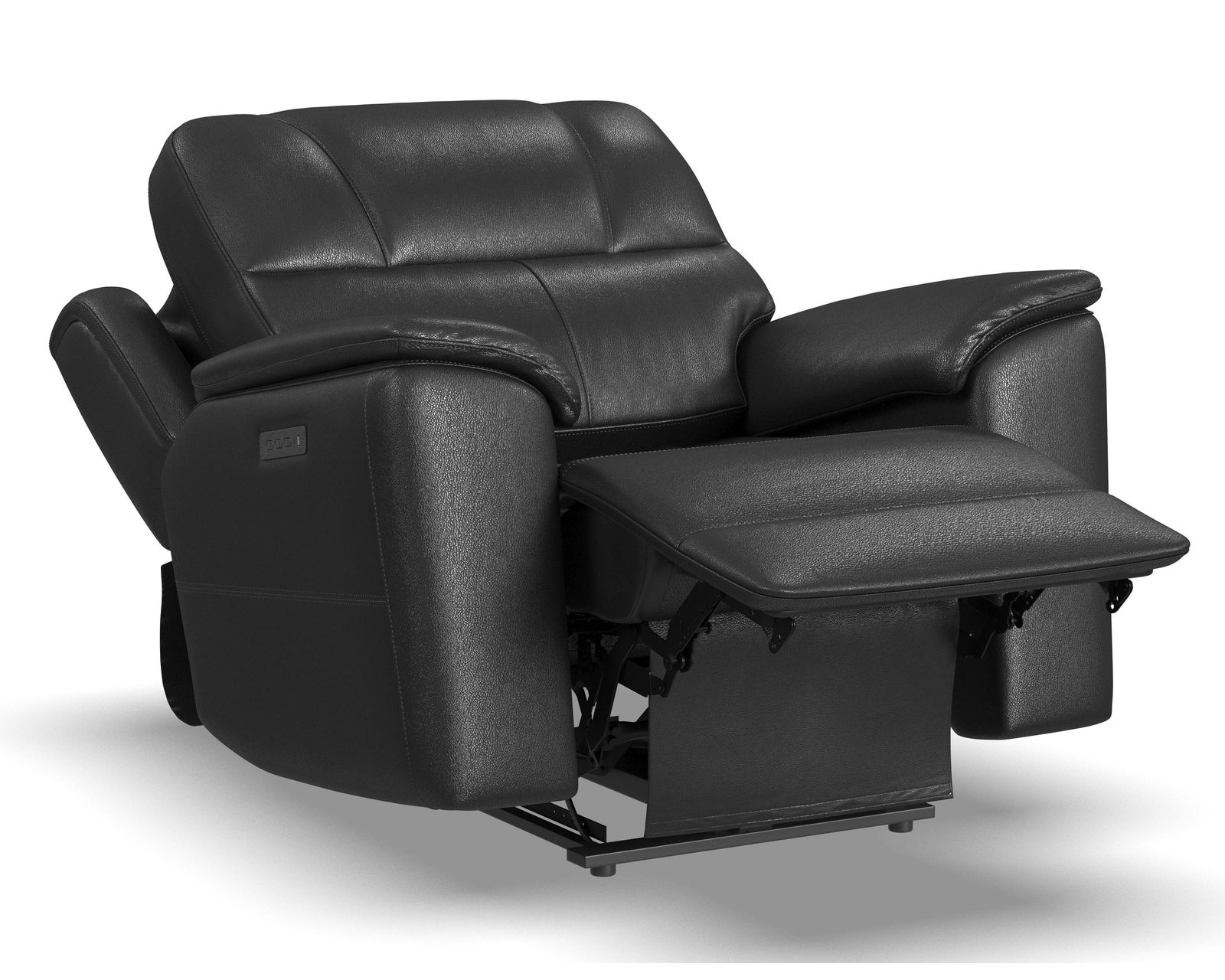 Crew Power Reclining Loveseat with Console, Power Headrests & Lumbar (Black leather) in stock - Crew Power Recliner with Power Headrest & Lumbar