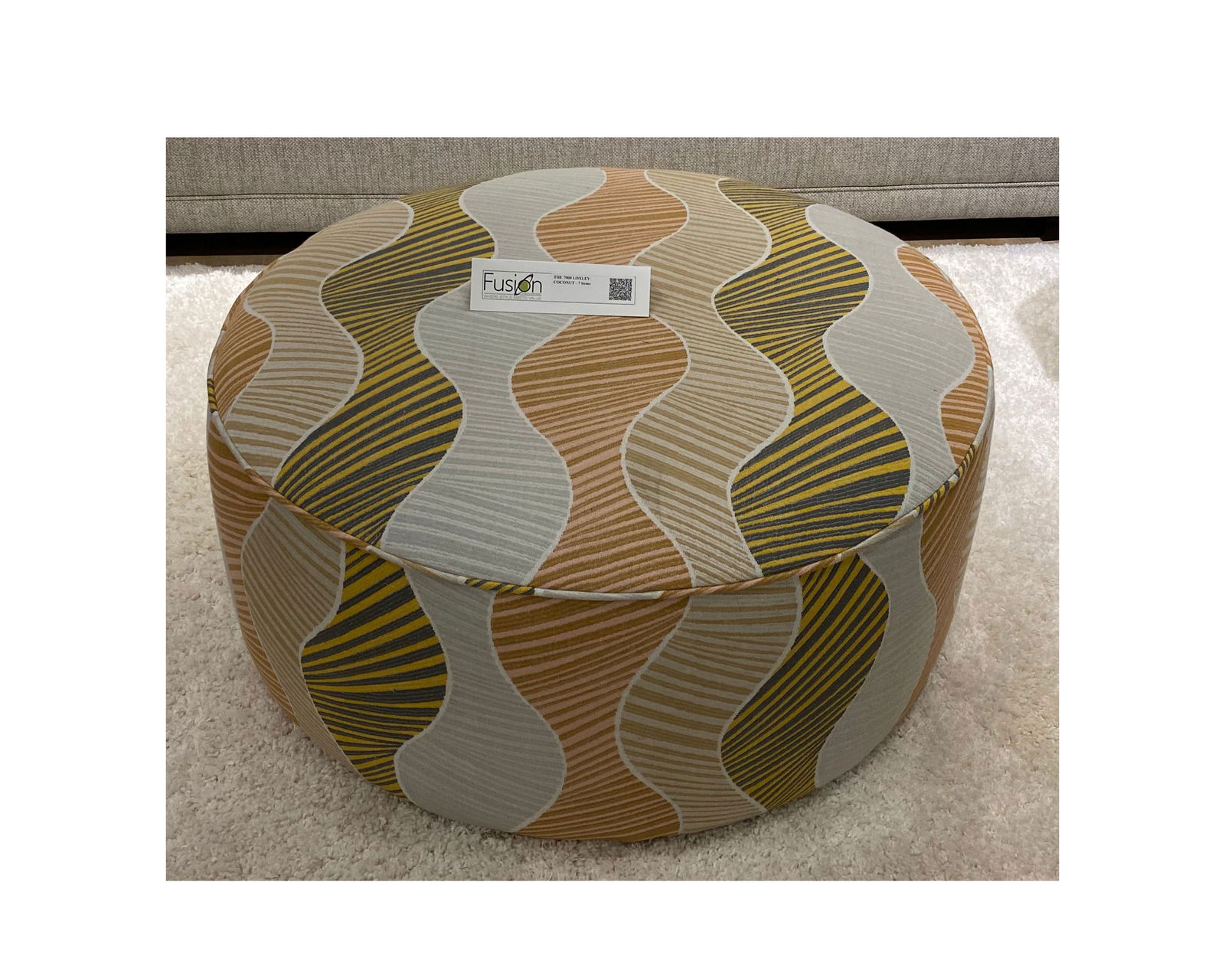 Loxley Two Piece Sectional (Includes Pillows) - Kamiya Whisper 39" Round Cocktail Ottoman