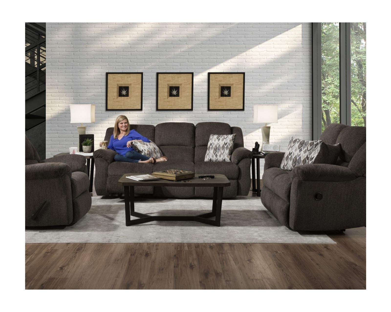 Maple 91" Reclining Sofa Clove (In stock) - Maple 91" Reclining Sofa