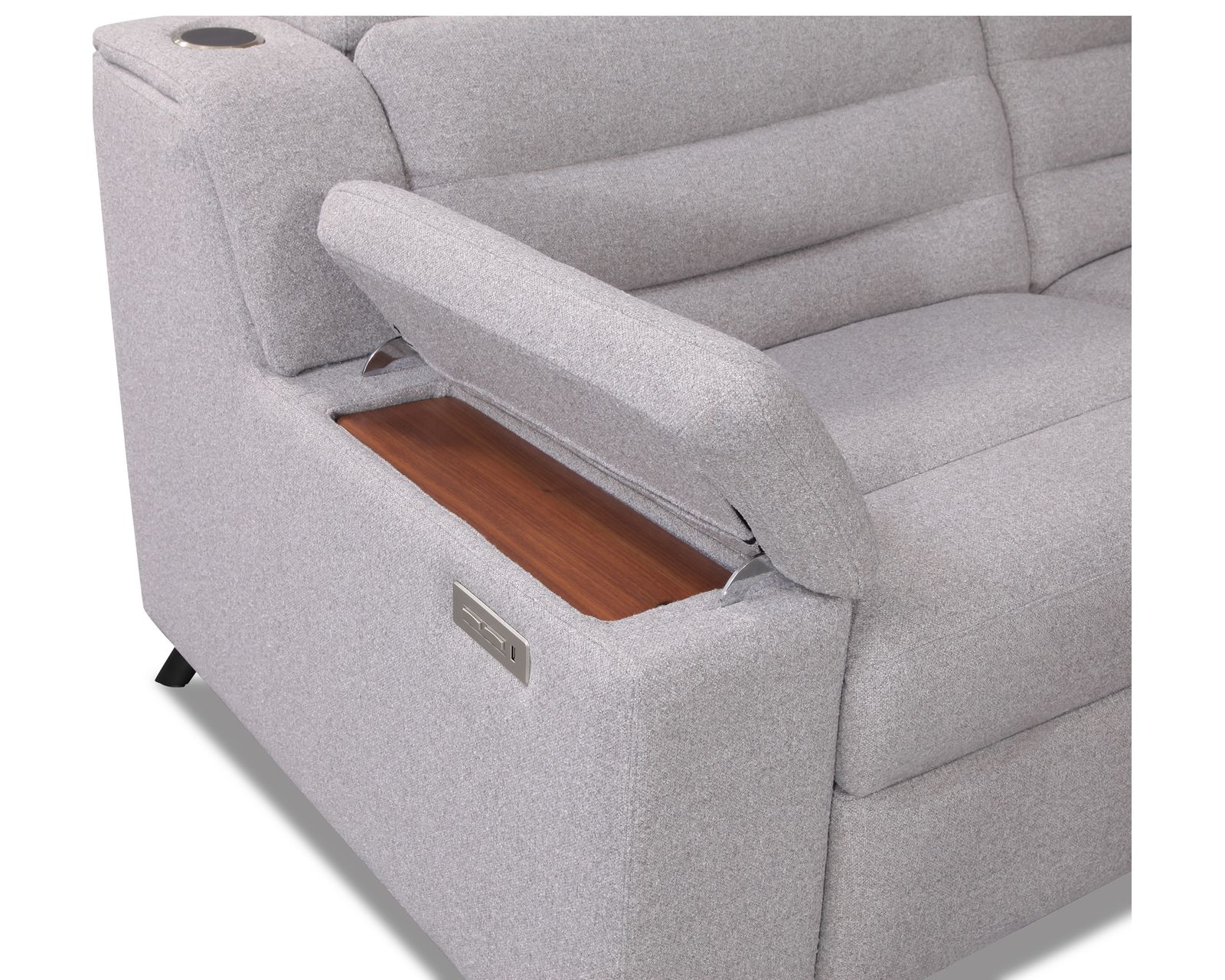 Lotus 44012 Reclining Sectional (+200 colors) - Features in arm open storage with table