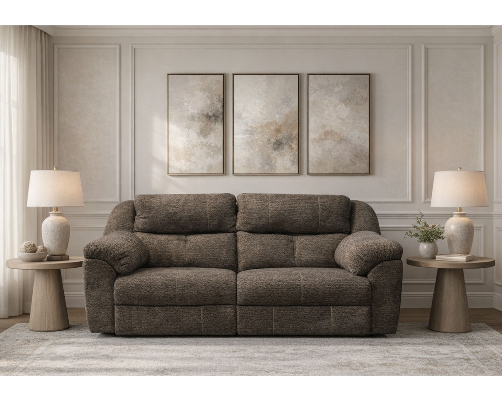 Benjamin EZ6D Power Headrest Power Reclining Sofa (89") +100 Standard and Performance Fabrics - Includes Both Power Recline and Power Headrest