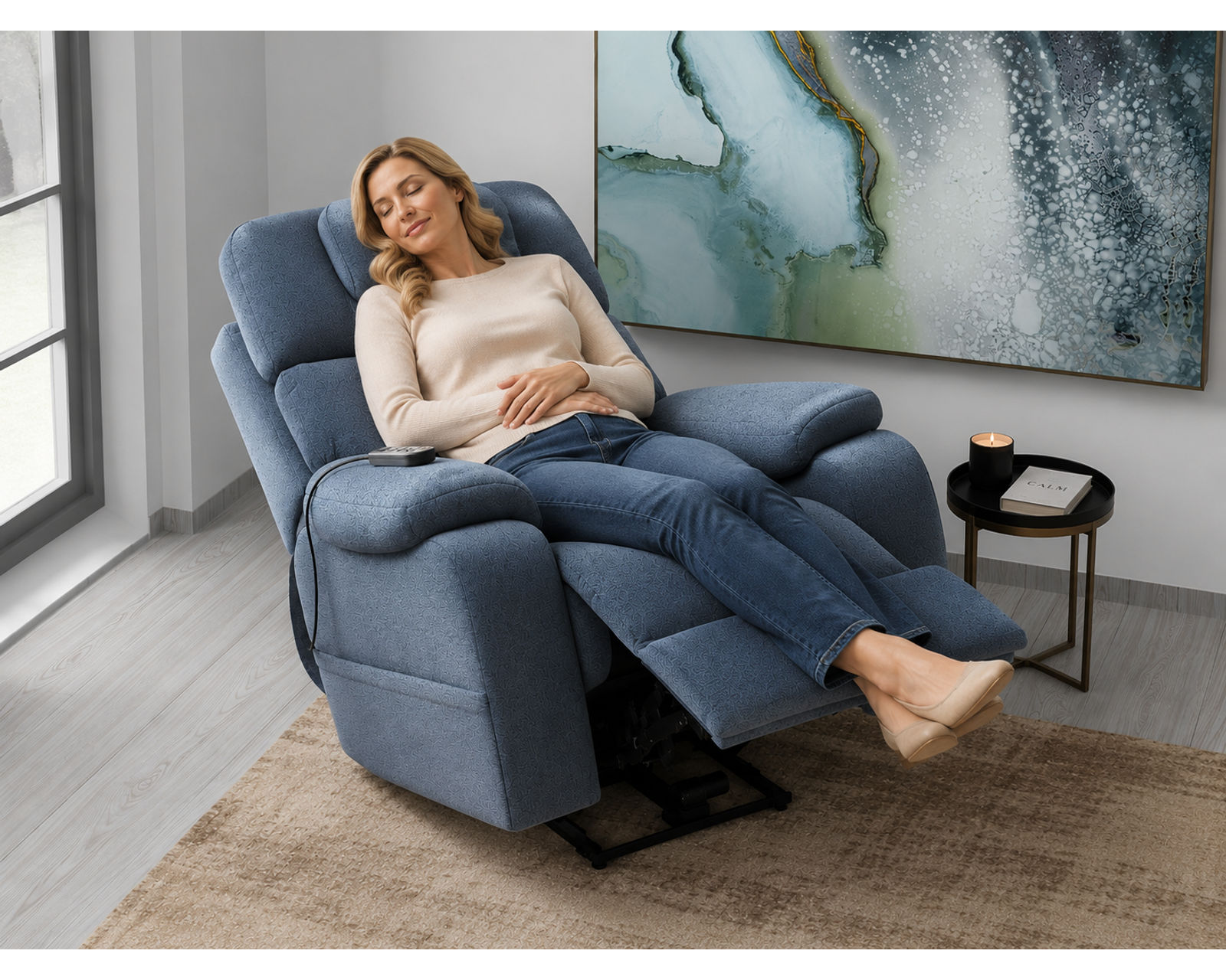 Dreamtime Power Headrest Lay Flat Recliner with CR3 Heat, Massage, Zero Gravity & Nanobionic Performance Fabric (three colors) - Your Everyday Escape Starts Here.