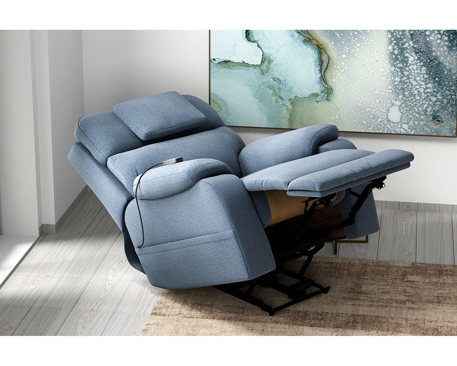 Dreamtime Power Headrest Lay Flat Recliner with CR3 Heat, Massage, Zero Gravity & Nanobionic Performance Fabric (three colors) - Therapeutic Comfort at the Touch of a Button.