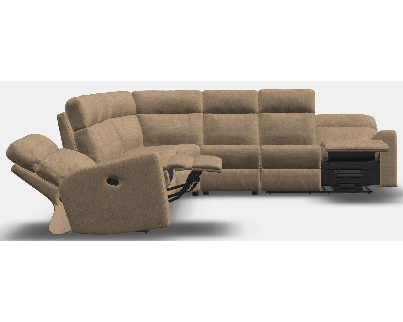 Oakwood 41049 Reclining Sectional (50+ fabrics) - Layout C: Five Piece Reclining Sectional 137" x 137"