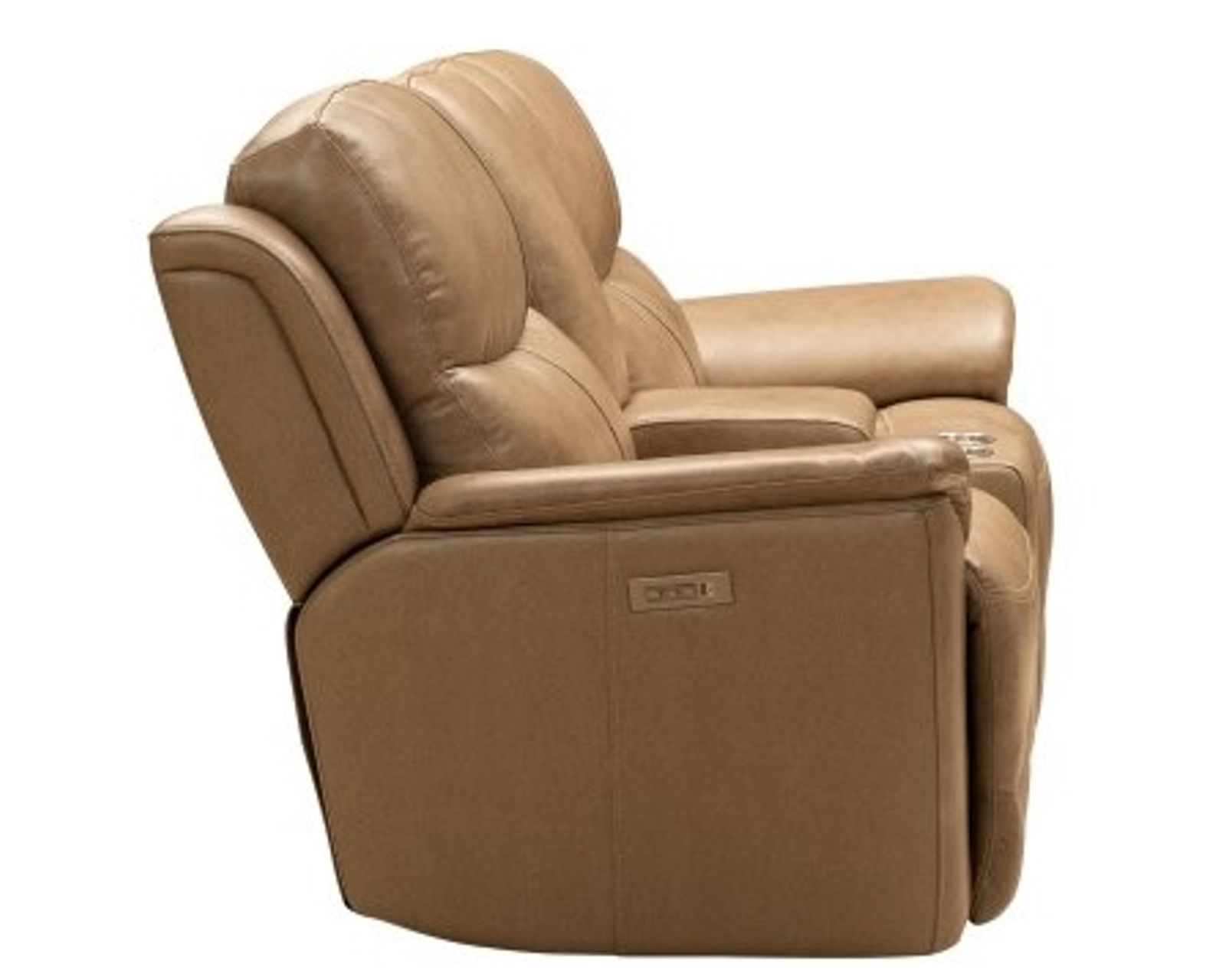Kaden Leather Power Headrest - Power Lumbar - Power Recliner (Taupe) In stock - Kaden Leather Power Headrest - Power Lumbar - Power Reclining Console Loveseat