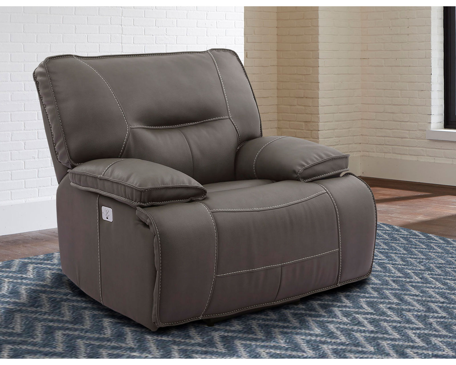 Spartacus Power Headrest Power Recliner Haze (Leather like fabric) In stock - Fast shipping - Spartacus Haze Power Headrest Power Recliner