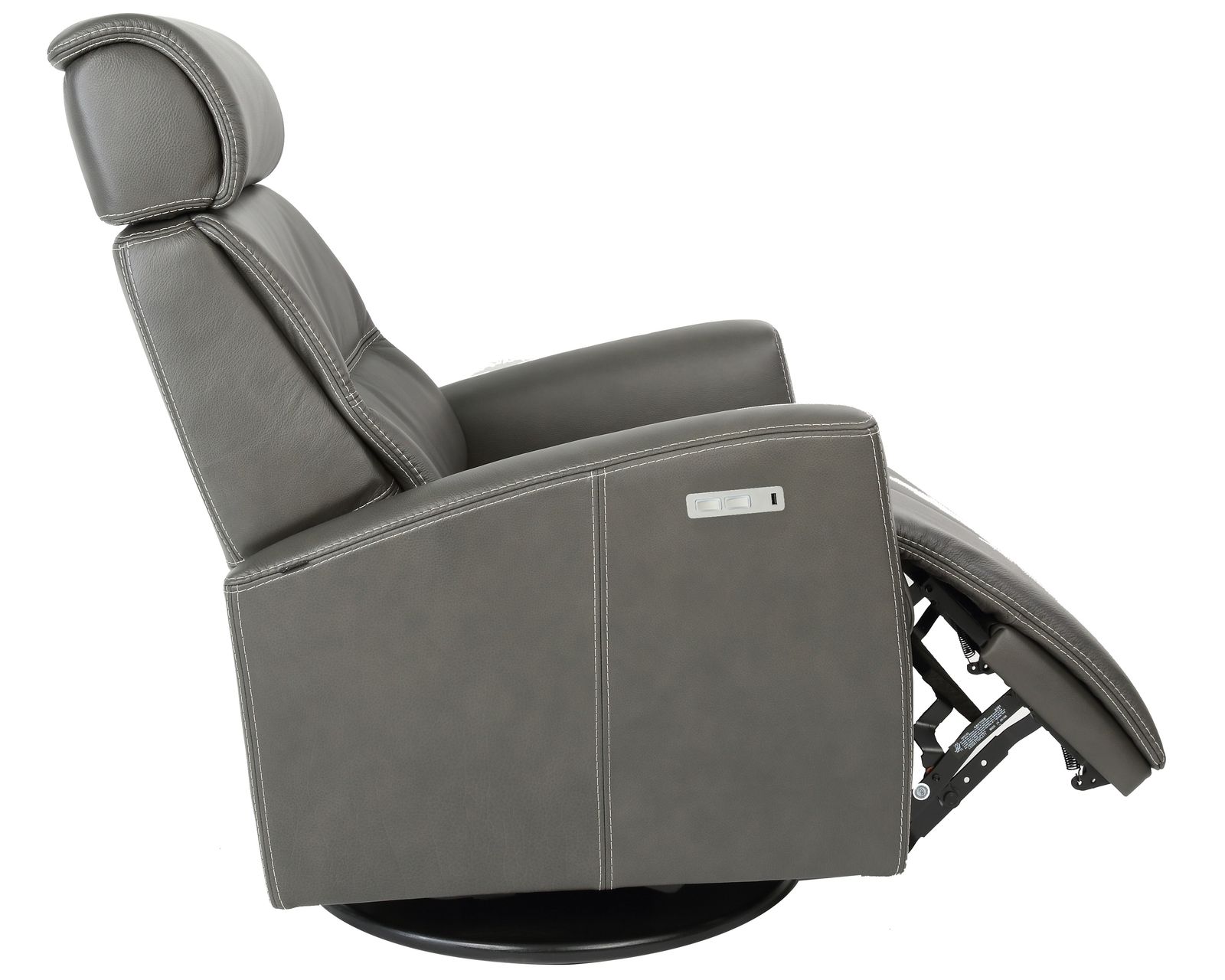 Milan Swivel Glider Power Headrest Power Recliner Slate (In stock - Fast Shipping)