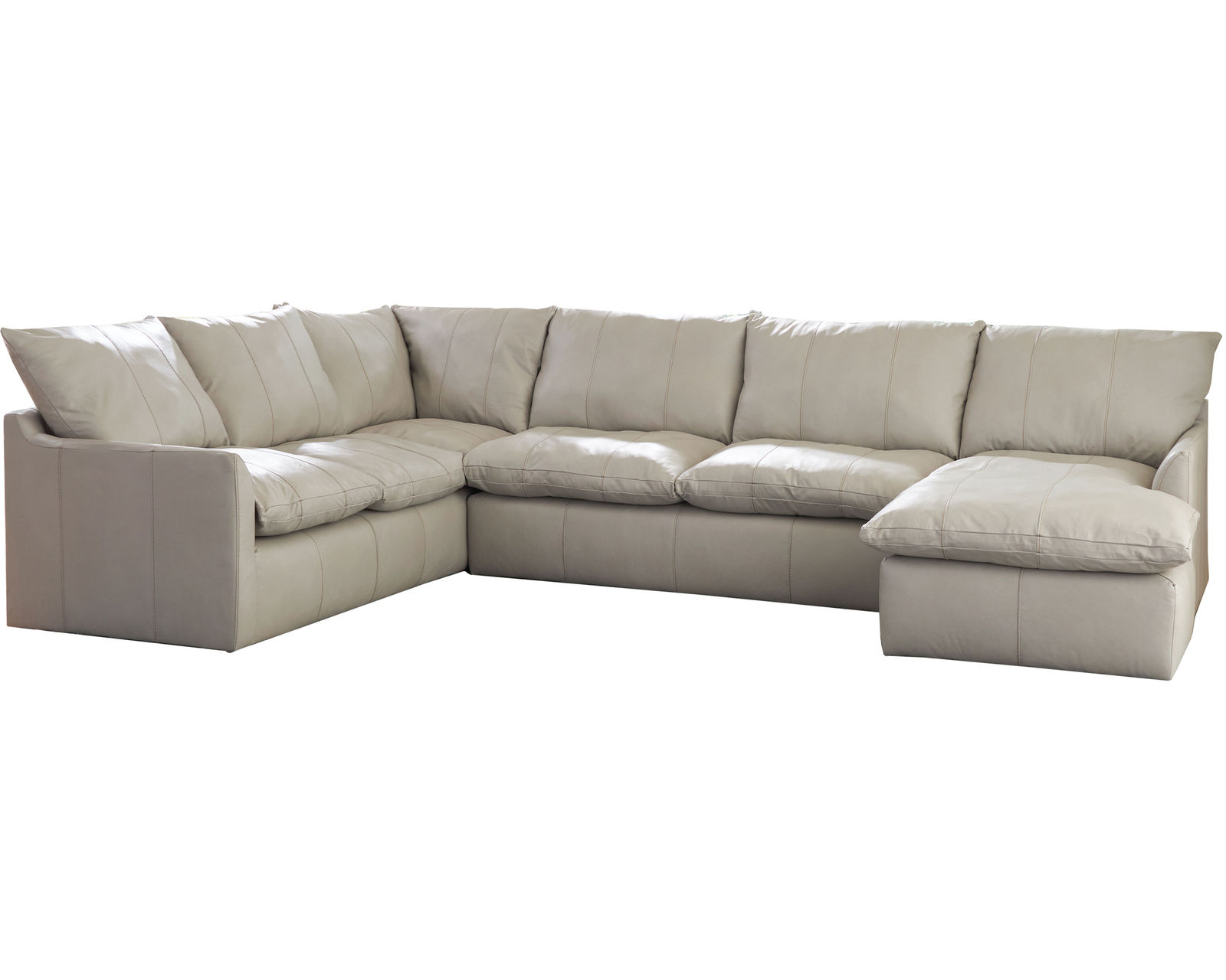 Ciampino Top Grain Modular Leather Sectional (exceptional comfort) - Features LSF Section, Armless Sofa and RSF Chaise