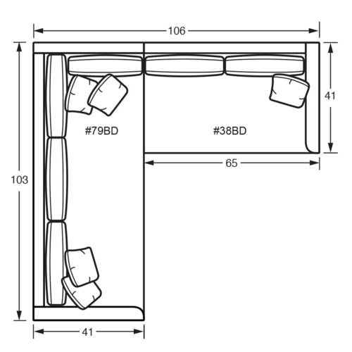Layout E: Two Piece Sectional 103" x 106"