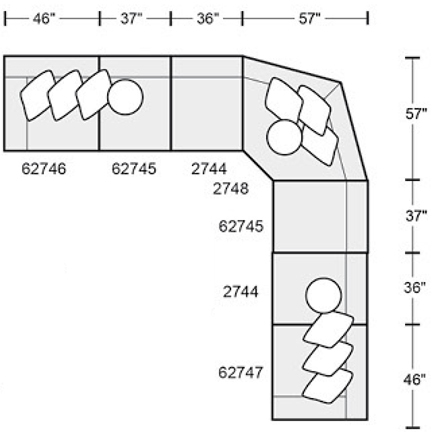 Layout E: Seven Piece Sectional 176" x 176" (4 recliners)
