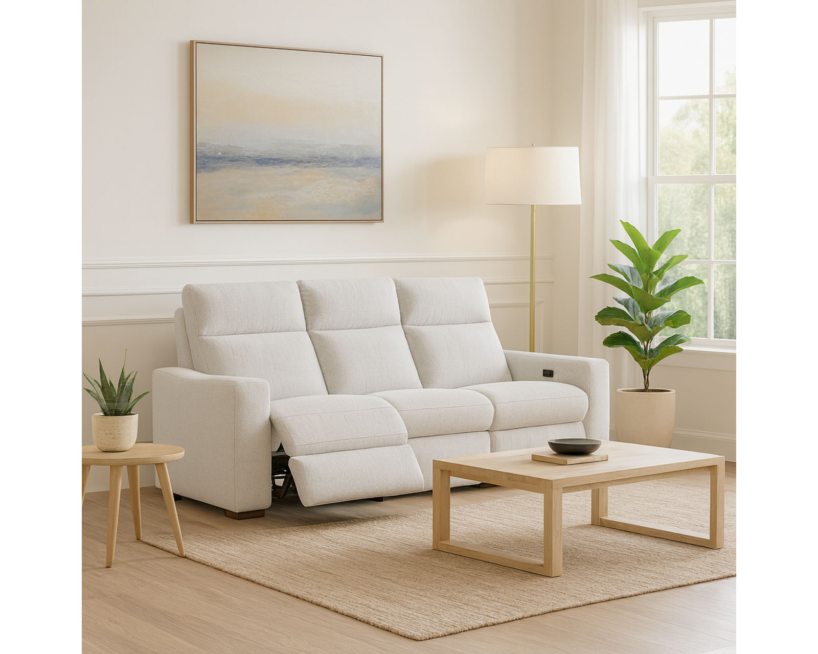 Ava 1685 Triple Power 87" Reclining Sofa (2 colors) in stock - Includes Power Recline, Power Headrests and Power Lumbar