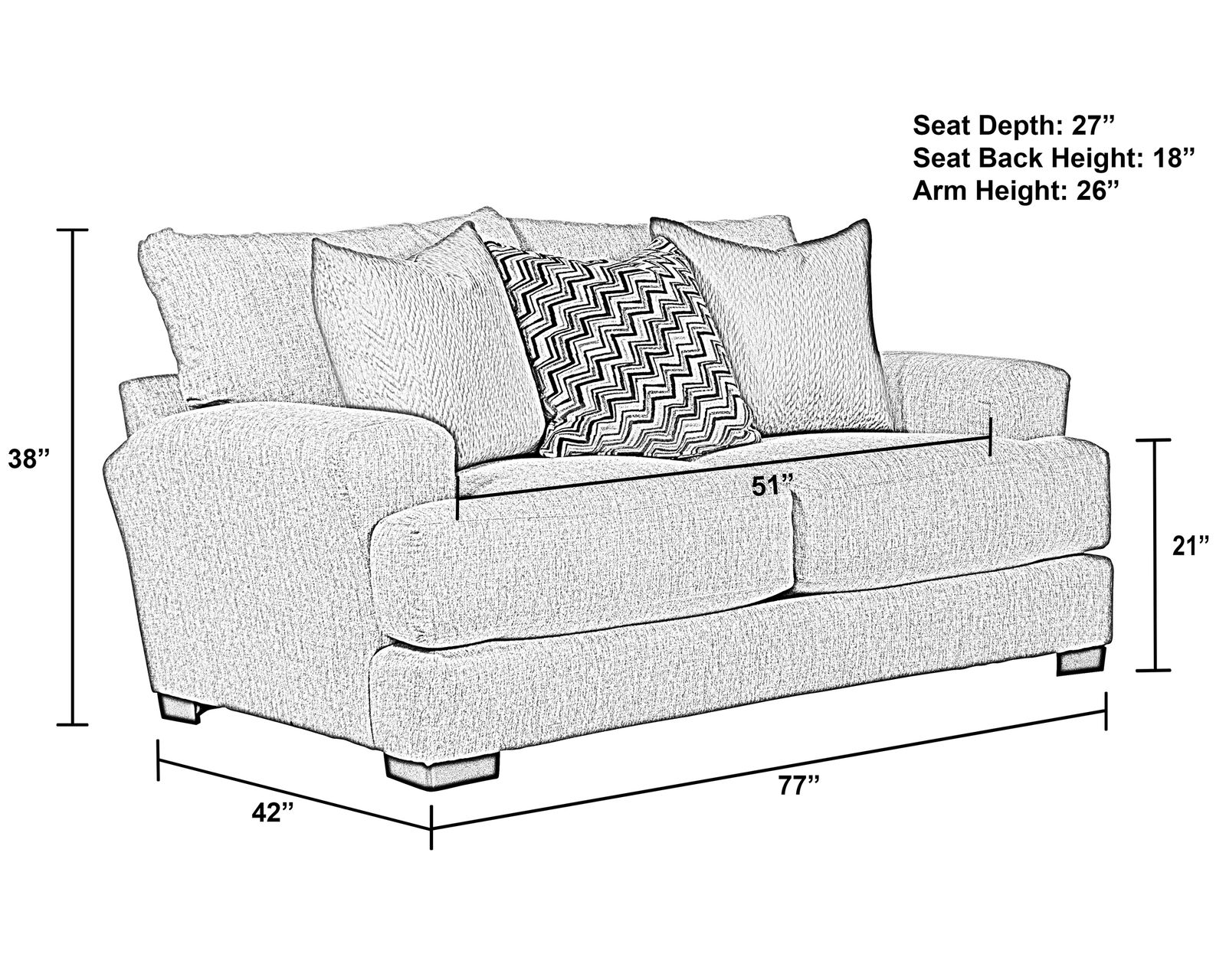 Ava 90" Sofa  (Includes Pillows) - 2 colors - USB charging