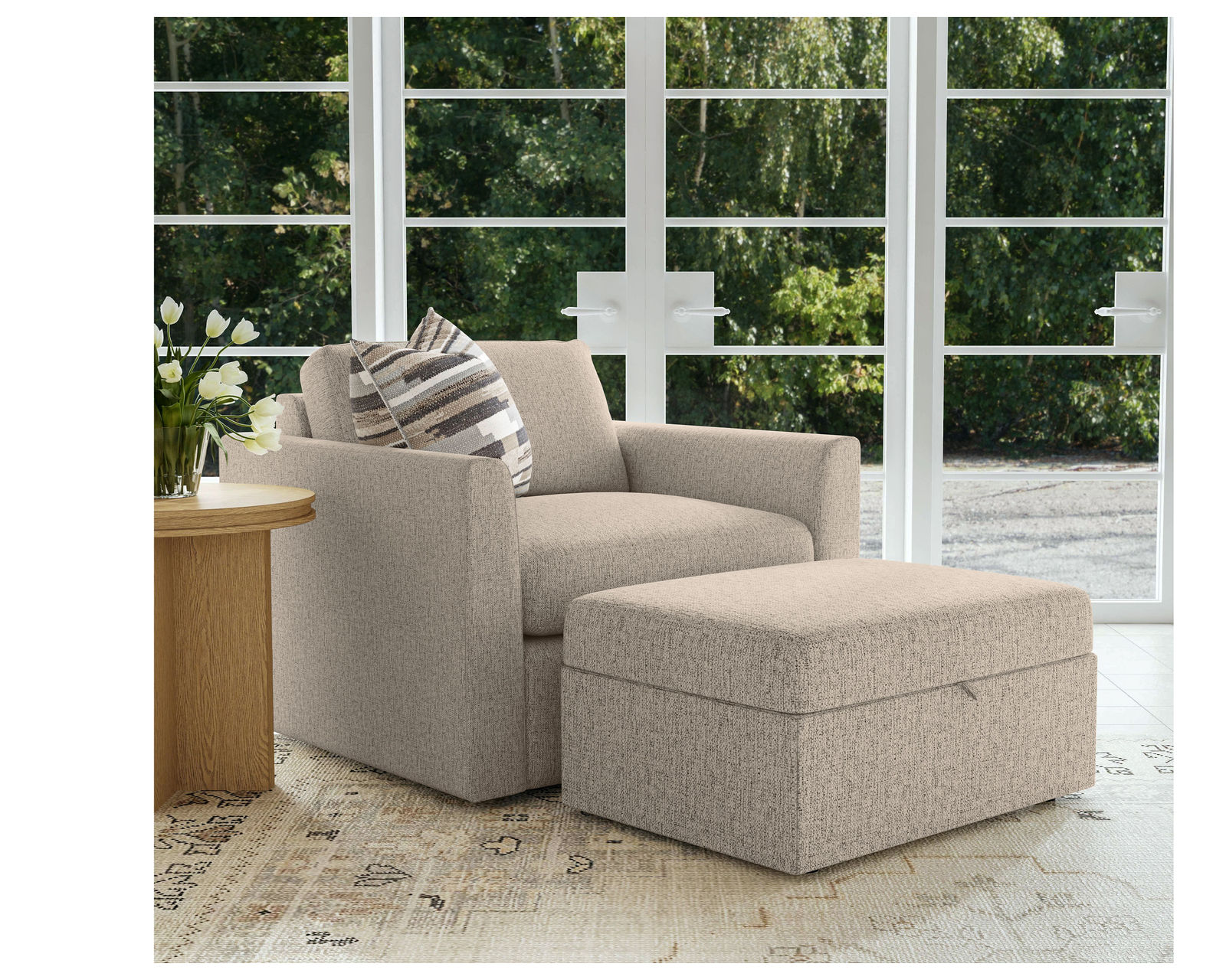 Sky 5512 Loveseat (hypoallergenic down-like cushion) +100 fabrics - Sky Chair with Storage Ottoman