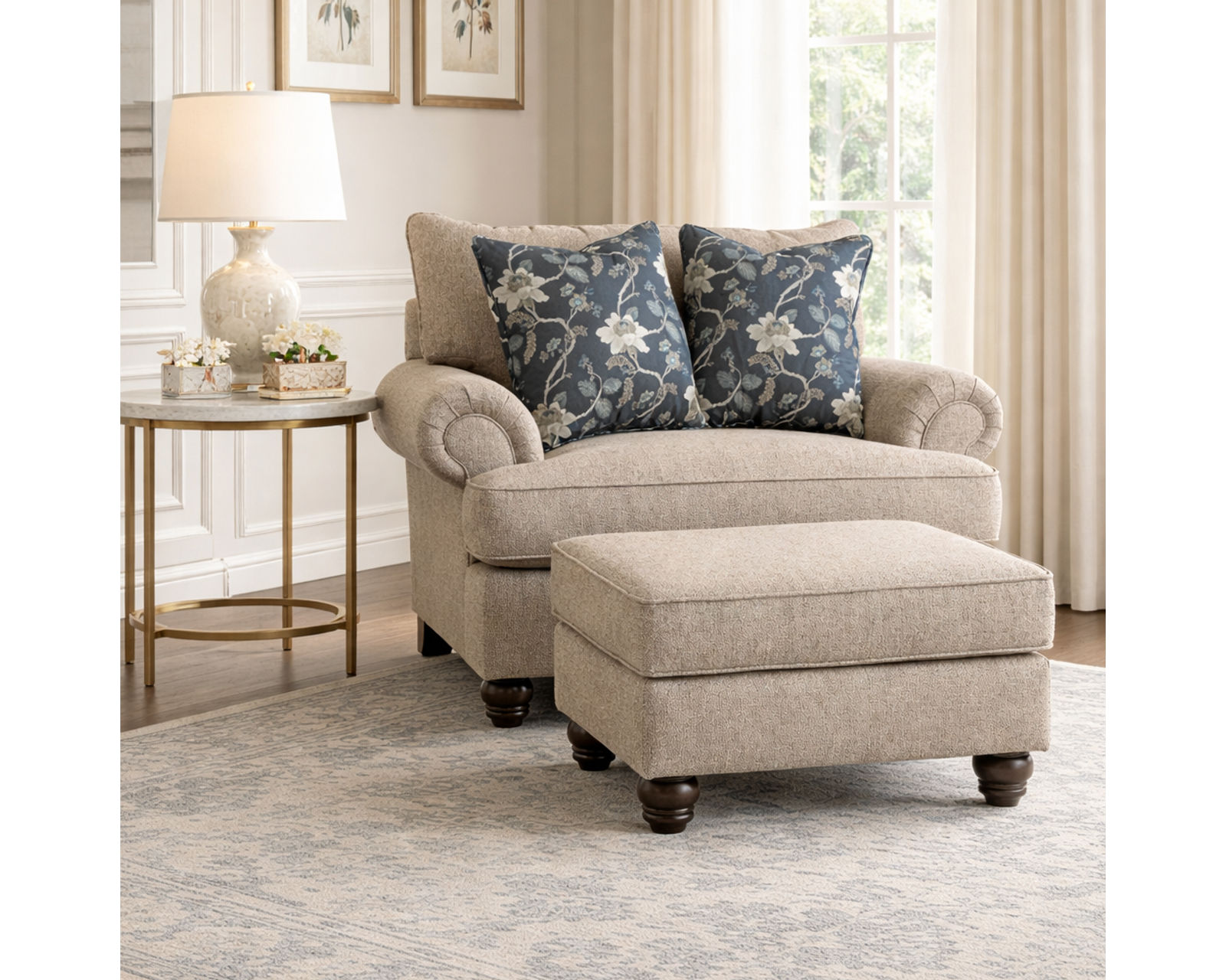 Arlington 7970 Sofa (IN STOCK) 100"  - Arlington Chair and a Half with Ottoman