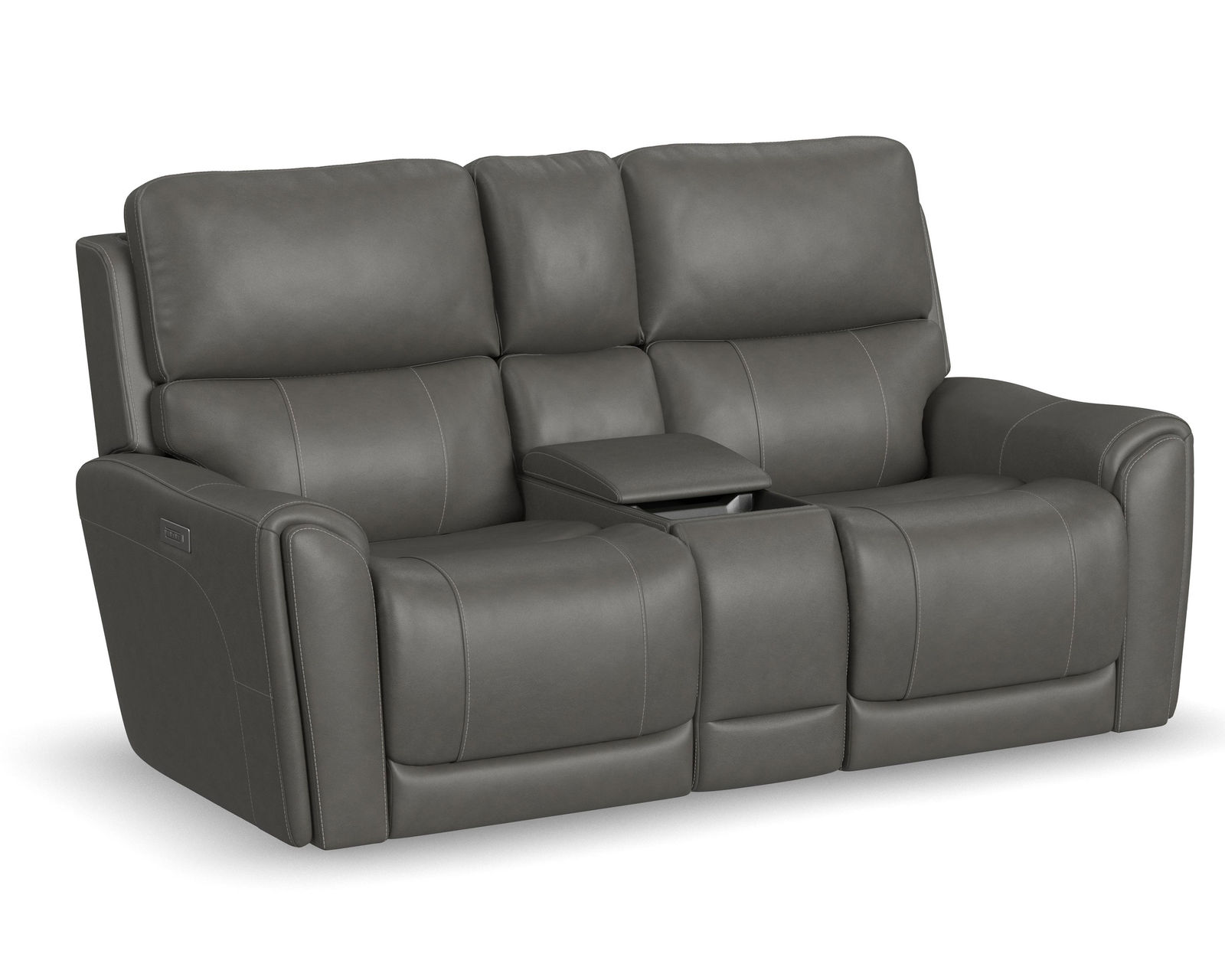 Carter 1587 Triple Power Reclining Console Loveseat (+2 colors) In stock - Zero Gravity - Choice of  886-72 Brown or 886-02 Dark Gray Leather Like Fabrics