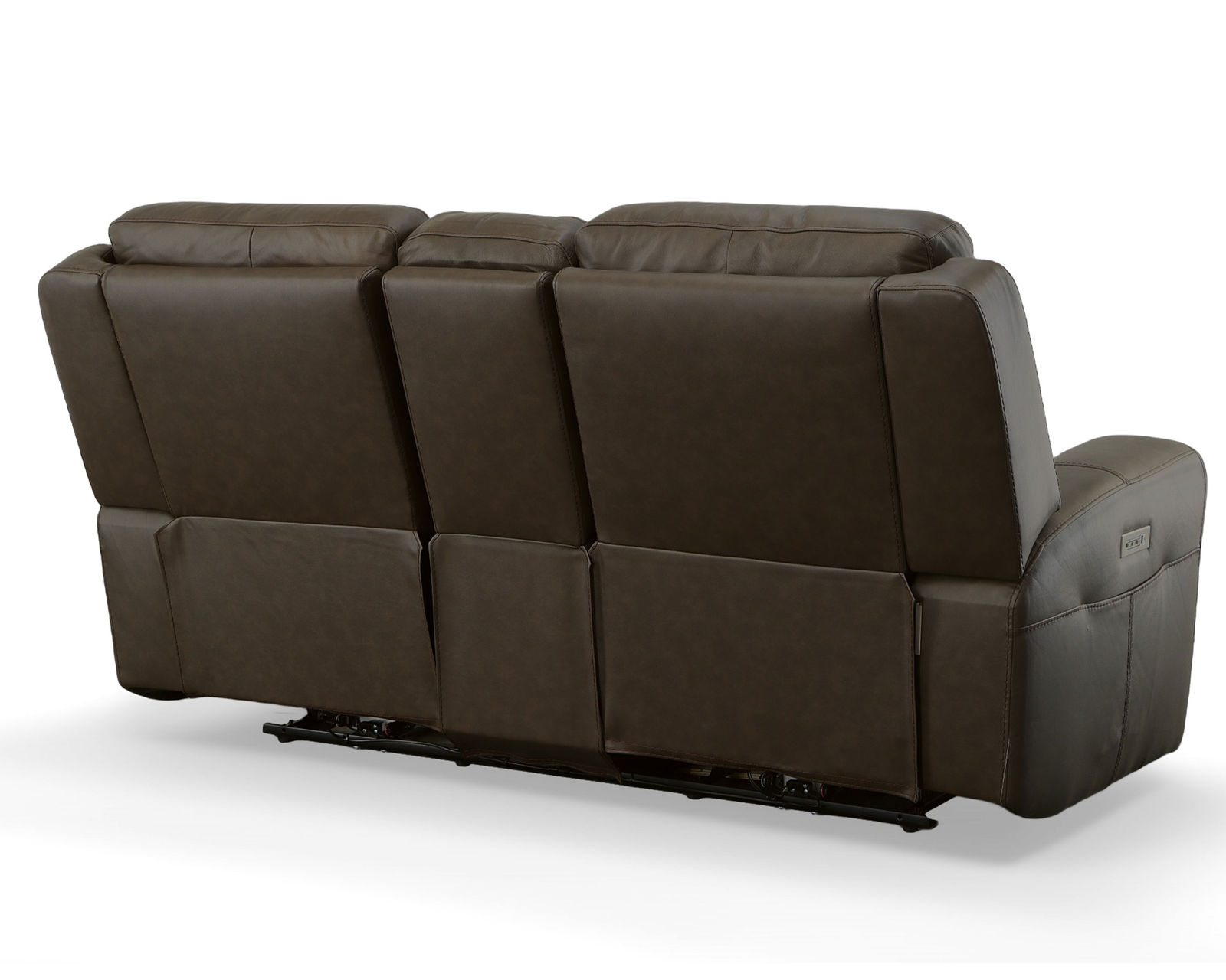Barnett Power Reclining Sofa with Power Headrests and Lumbar (Dark Brown leather) 87" - in stock - Barnett Power Reclining Loveseat with Console and Power Headrests and Lumbar in Dark Brown