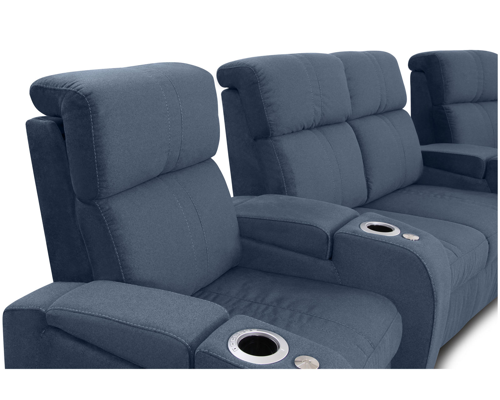 Flicks 41416 Power Reclining Home Theater Sectional (+200 colors)  - LED Lighted Cupholder Standard with Storage Arm