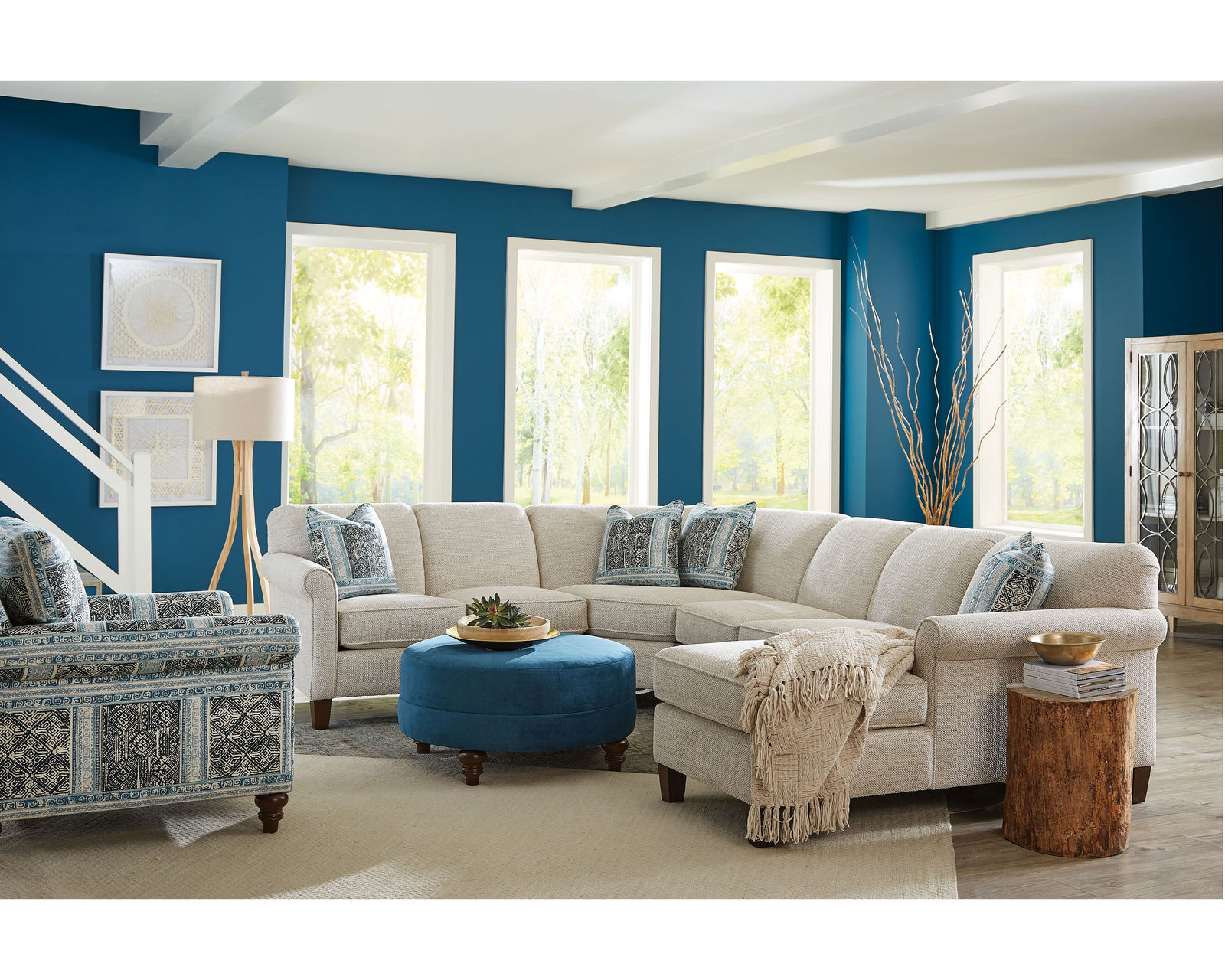 M9 Stationary Sectional (100+ Performance fabrics) Make it Yours - Shown with sock arm, tight back cushions and tapered leg