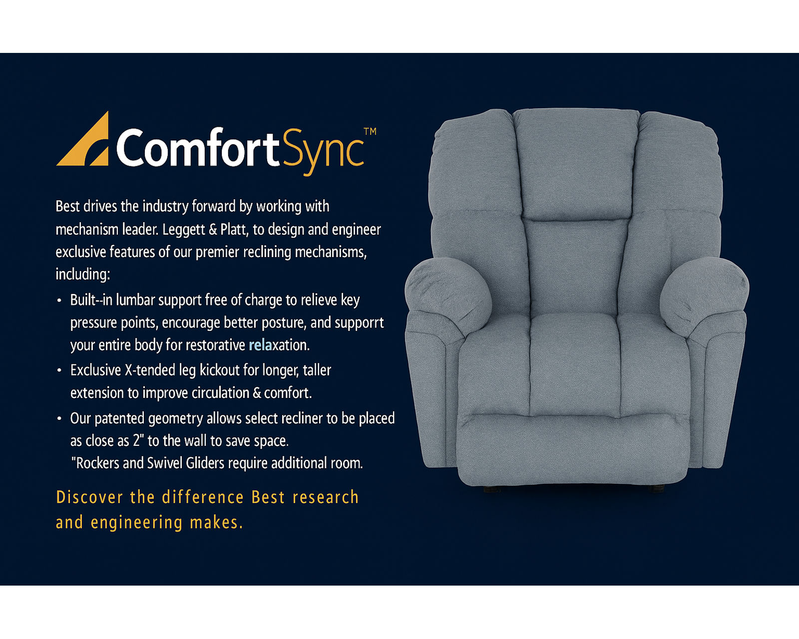 Suitably 88" Double Reclining Leather Sofa (+46 leathers) - Includes Comfort Sync