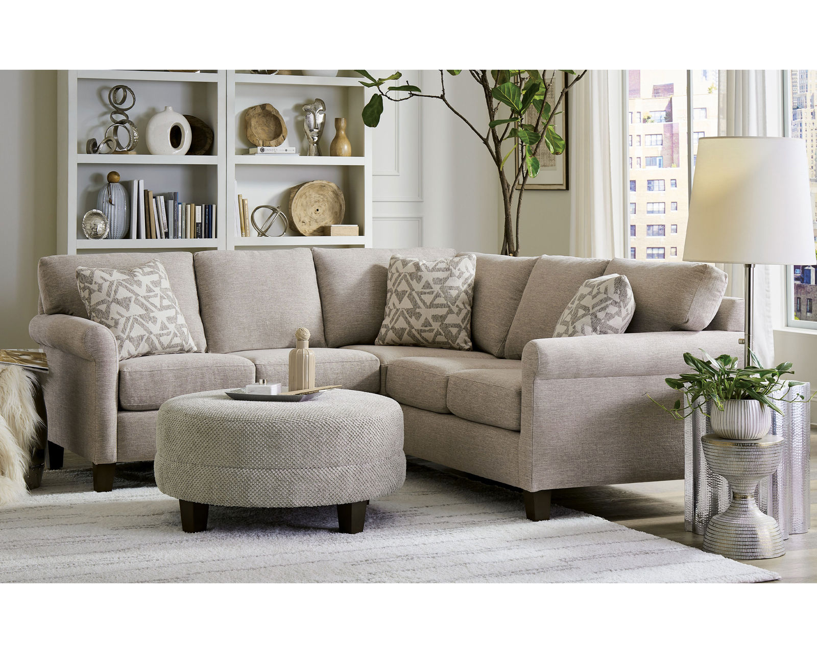 M9 Stationary Sectional (100+ Performance fabrics) Make it Yours - Shown with sock arm, box back cushions and tapered leg