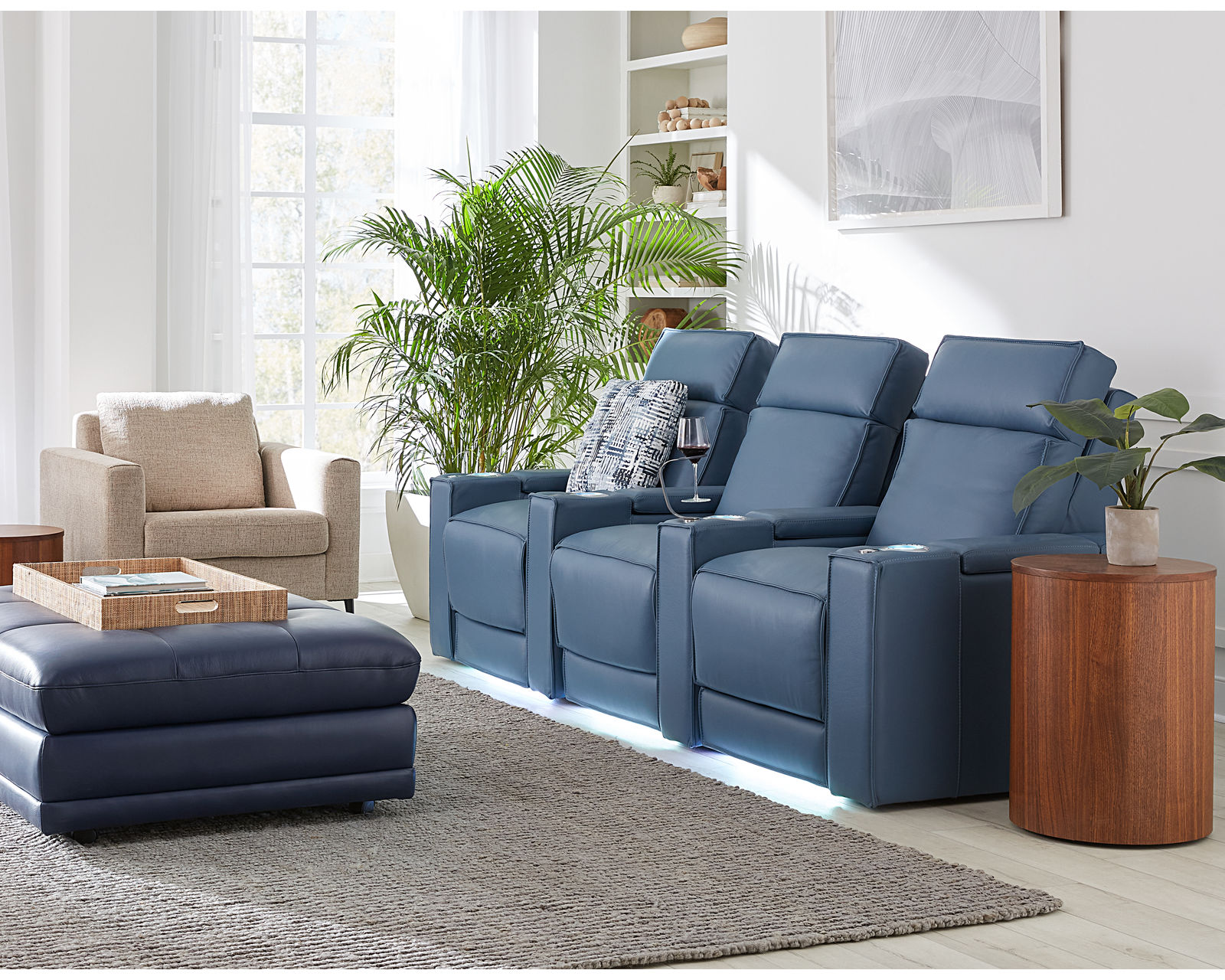 Ace 41472 Triple Power Home Theater Sectional (+200 colors) - Layout D: Three Piece Home Theater Sectional Straight 101" Wide 