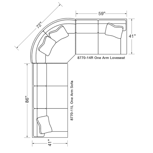 Layout J: Three Piece Sectional (122" x 95")