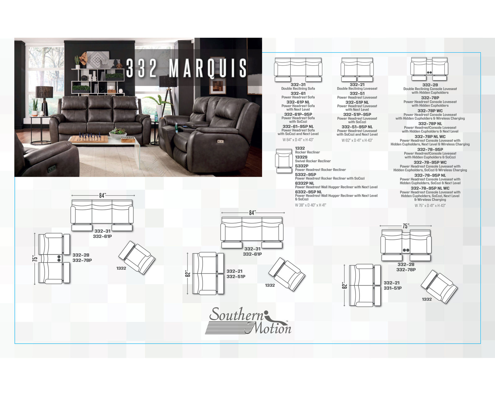 Marquis 84" Zero Gravity Power Reclining Sofa (+150 fabrics and leathers)