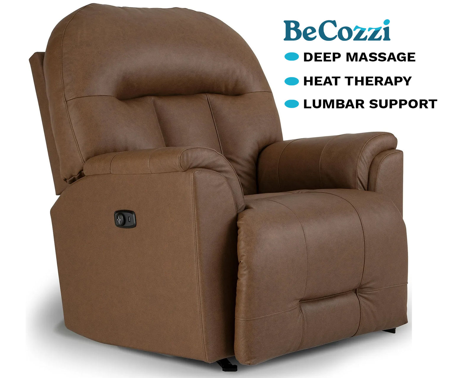 Suitably BeCozzi Triple Power Leather Recliner w/Heat & Massage (+46 leathers)