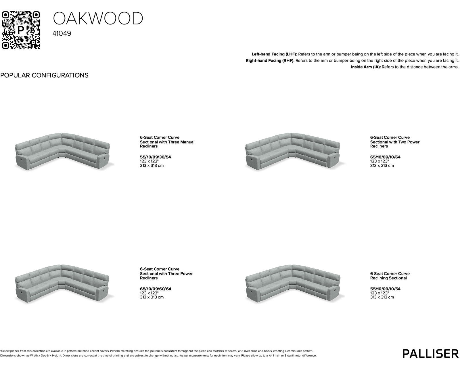 Oakwood 41049 Reclining Sectional (50+ fabrics)