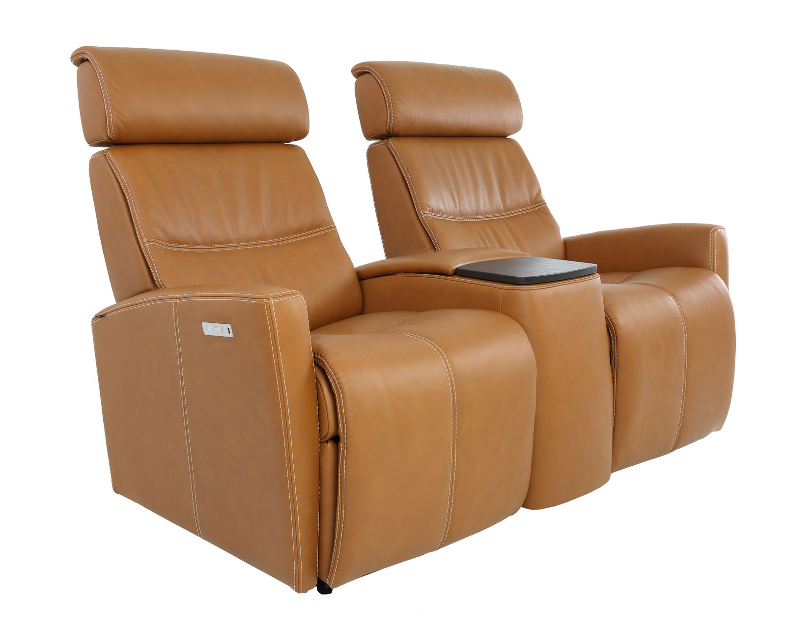 Milan Three Piece Home Theater Sectional (2 Power Recliners) Cognac - In stock - Fast shipping - 63" wide - Milan Three Piece Home Theater Sectional (2 Power Recliners) Cognac - In stock - Fast shipping - 63" wide