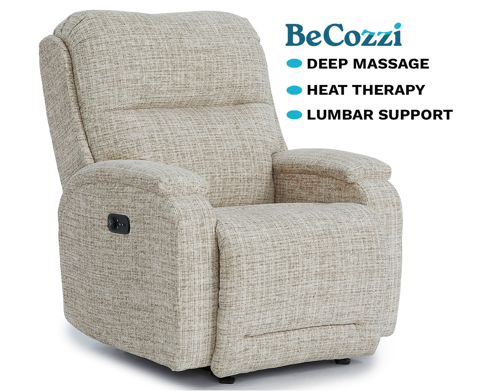 Maverly BeCozzi Triple Power Recliner w/Heat & Massage (+100 fabrics)