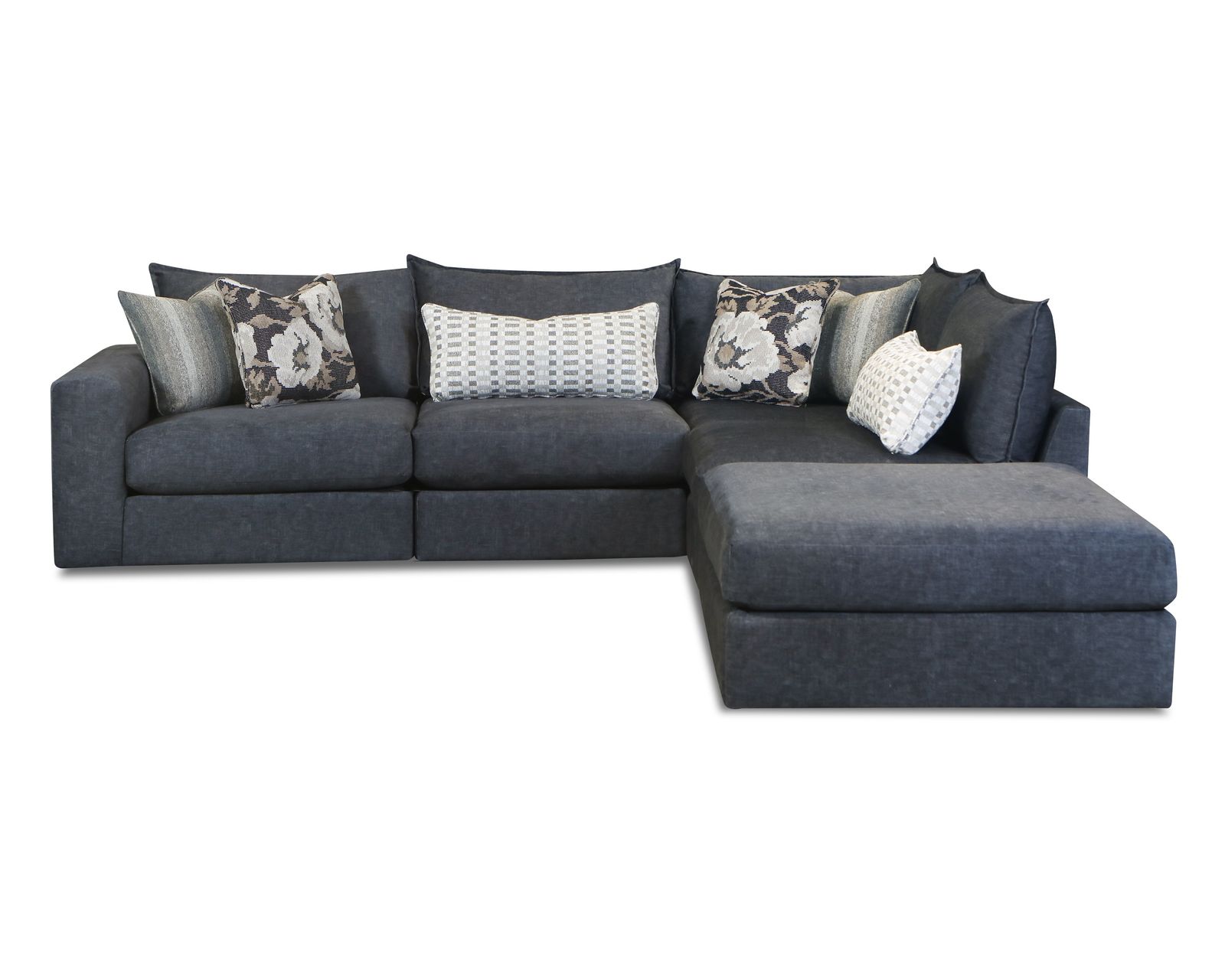 Argo Ash Stationary Sectional (Includes all pillows) - (e) Argo Ash Five Piece 125" Wide Sectional - 7004-11L