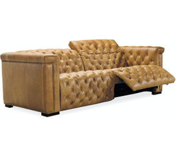 Savion 89" Leather Power Headrest Power Reclining Sofa in Saddlebag