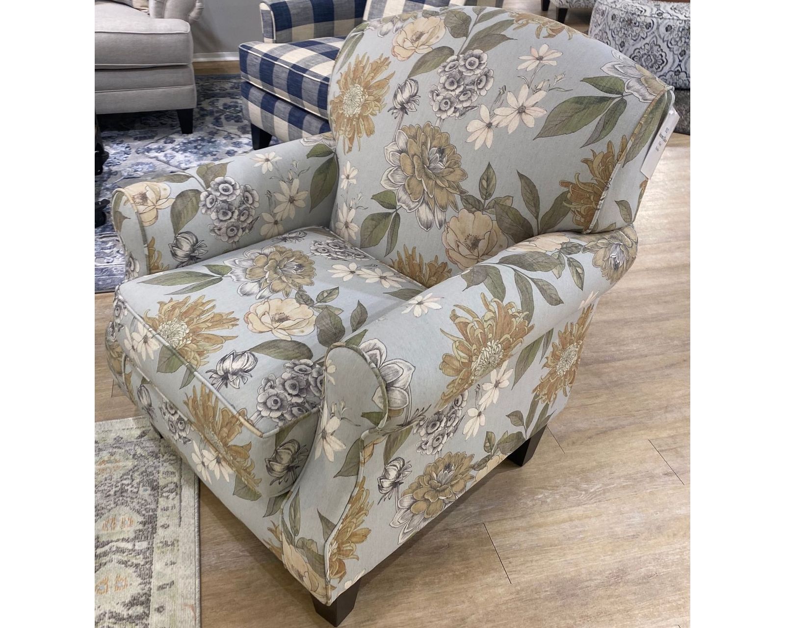 Celadon Salt 98" Sofa 4200-KP - performance fabric - includes pillows  - Flora Powder Accent Chair
