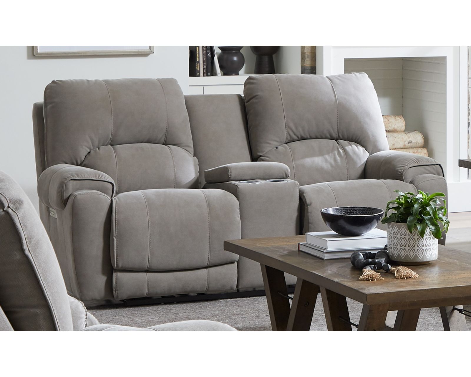 Havana 88" Triple Power Reclining Sofa with Center Drop Down Table (In stock) - Havana 80" Zero Gravity Triple Power Reclining Console Loveseat