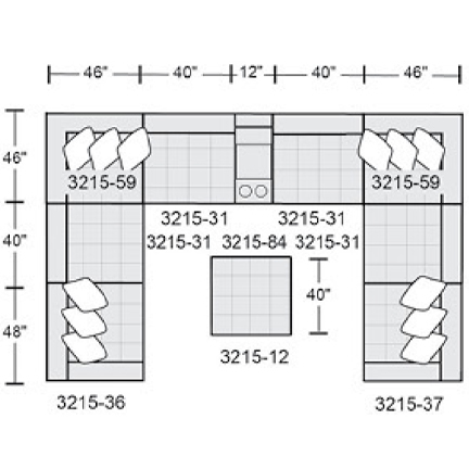 Layout H: Ten Piece Sectional 134" x 184" x 134"