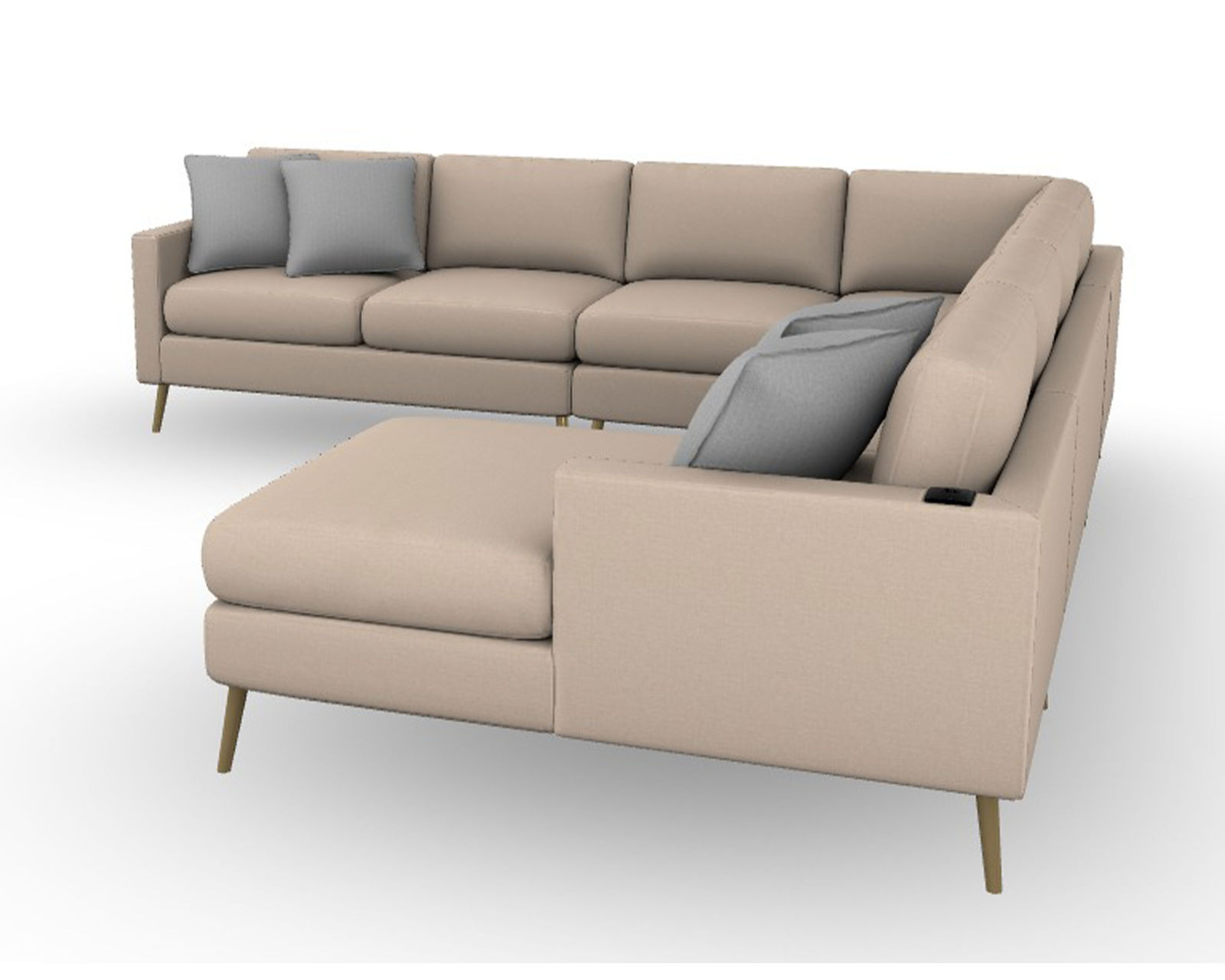 Trafton M10 Stationary Sectional (+139 fabrics)USB charging - Layout G: Four Piece Sectional 92" x 124" (Two USB chargers)