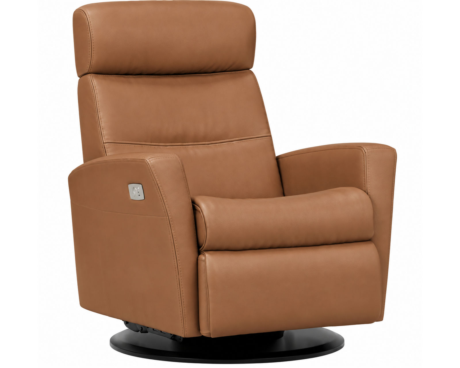 Divani Swivel Glider Relaxer Recliner Cinder (Scandinavian Comfort That Moves With You) IN STOCK - Shown in Top Grain Leather Color Trend Nature