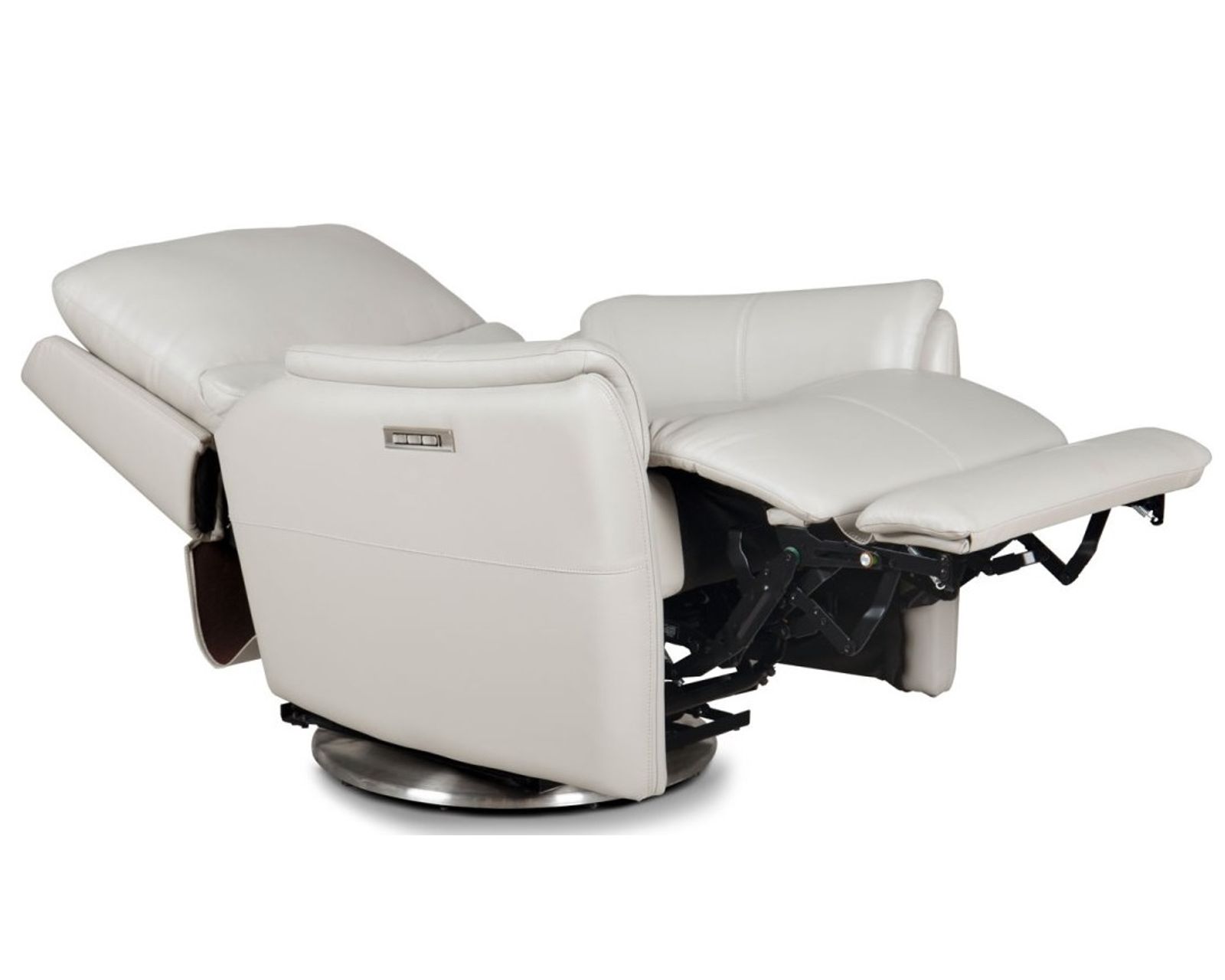 Salem Swivel Recliner w/Power Recline, Power Head Rest & Power Lumbar (Lay Flat) - Steel (In stock)